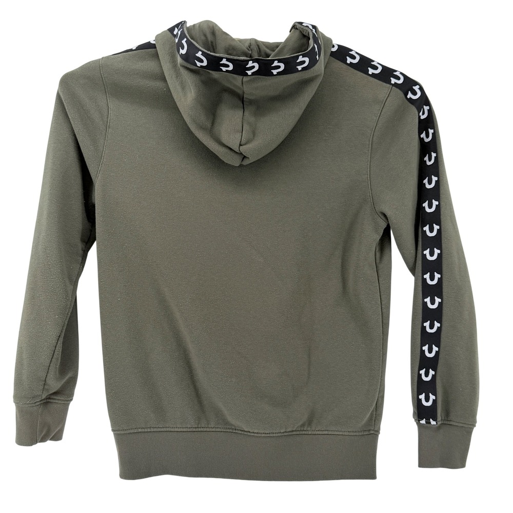 True Religion Zip Hoodie Womens Medium Olive Green HS Taping Logo Sweatshirt - Picture 3 of 10